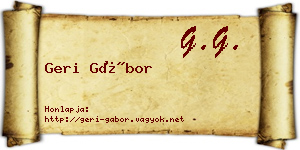 Geri Gábor névjegykártya