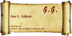 Geri Gábor névjegykártya